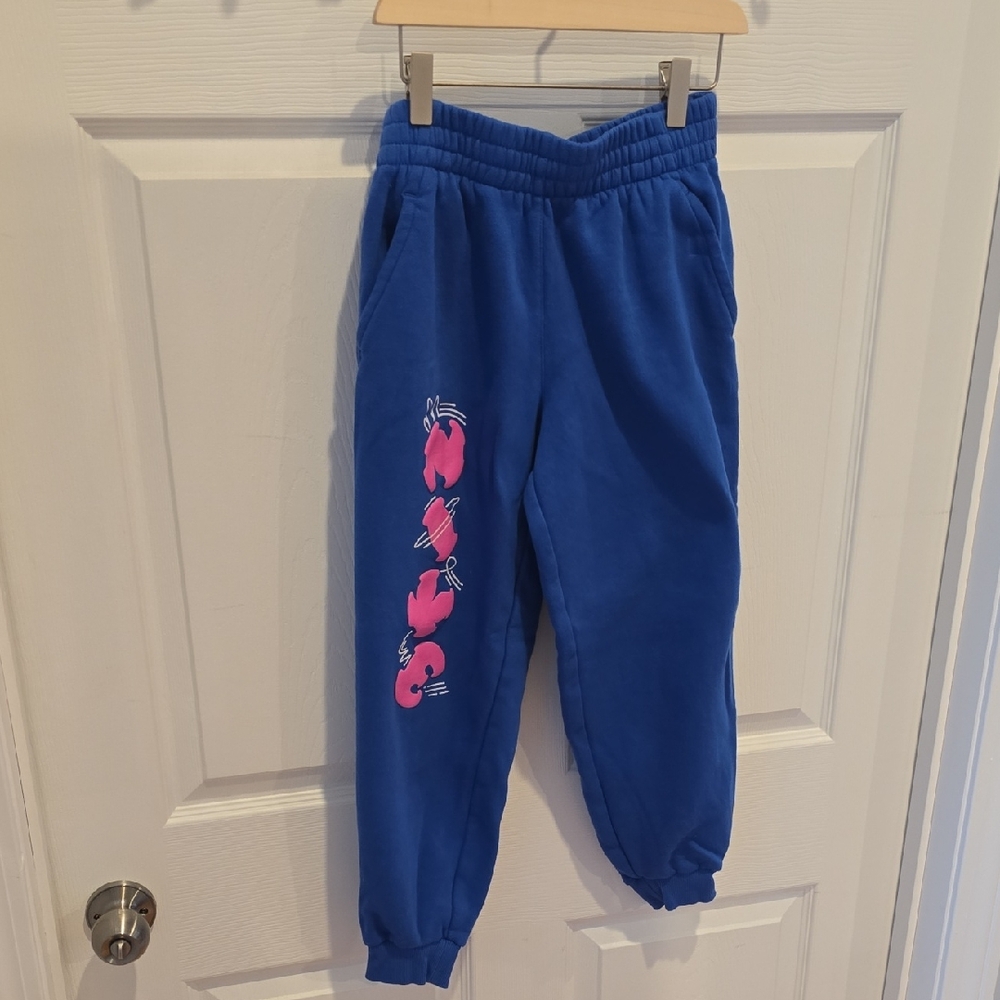 Nike Blue Kids Joggers with Pink Print